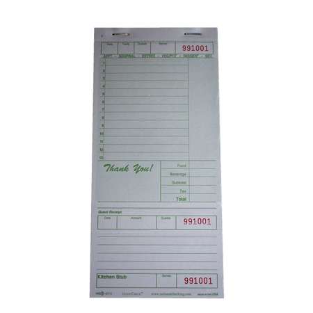 NCCO GUESTCHECK Guest Check Board 1 Part Green 13 Line, PK1000 G4974